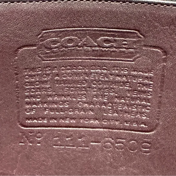 Vintage Coach NYC School Bag in Burgundy Glovetanned Leather - Style 9695 - Picture 8 of 8